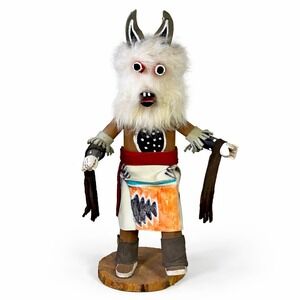 Handmade Wolf Kachina Doll Signed JB Southwestern Native American Style Decor11"